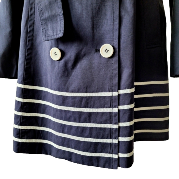 NWOT Women's Pelle Studio Contrast-Trim Belted Trench Coat, sz M - Picture 5 of 15